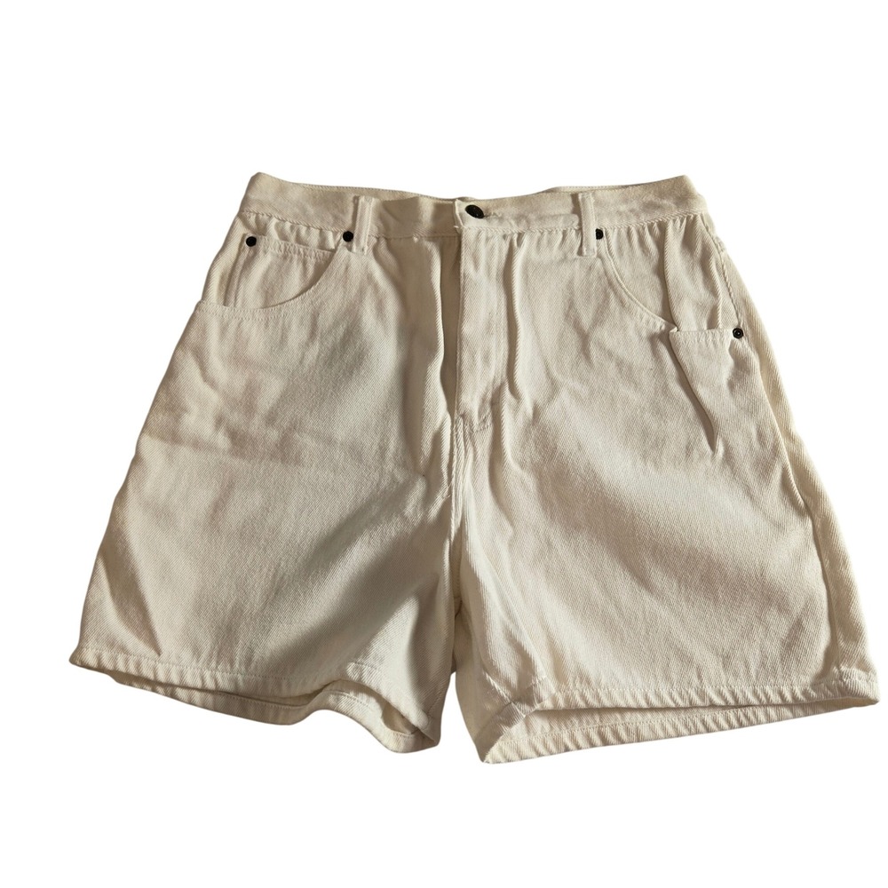 Newport News Jeanology Vintage Womens Shorts White Denim High Rise Size 16